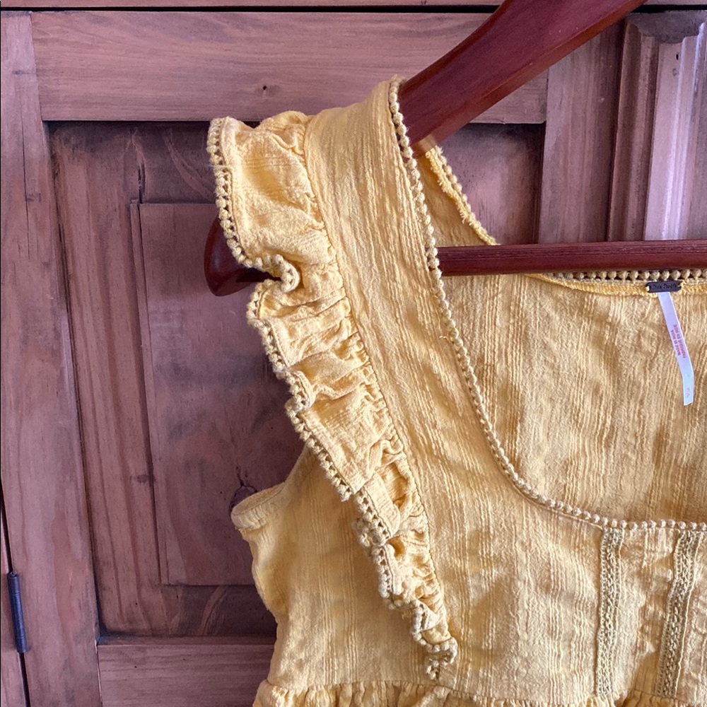 Free People Yellow Ruffled Crop Top - Picture 8 of 15